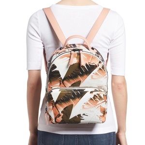 Mackage Paint-Brush Print Backpack in Peach, White, Olive